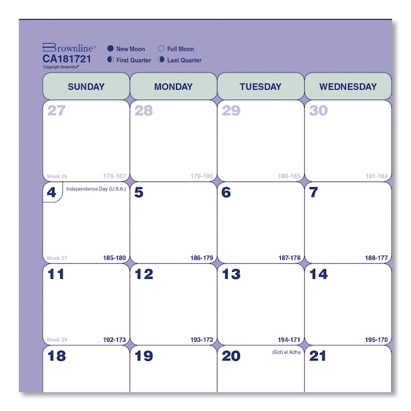 Academic 13-Month Desk Pad Calendar, 11 X 8.5, Blue/White, 2021-2022